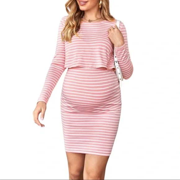 Mile High Clozet | Dresses | Ginnie Maternity Striped Nursing Bodycon Dress  | Poshmark
